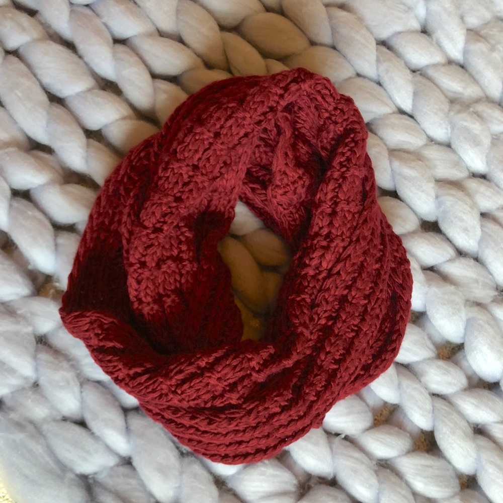 Burgundy Knit Infinity Scarf
